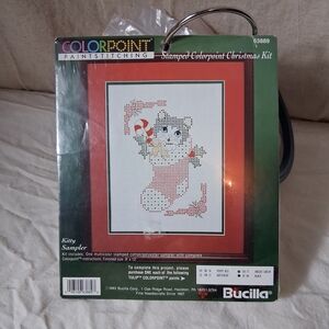 Bucilla Kitty Sampler Christmas Kit With Large Embrodiery Lot